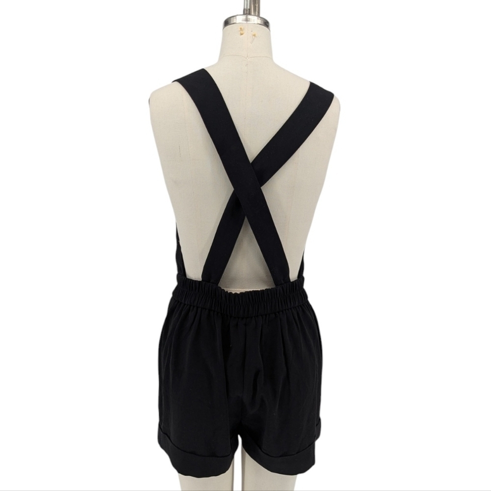BLQ Pinafore Romper Black 1/S academia preppy casual punk coquette girl vneck - Picture 2 of 5